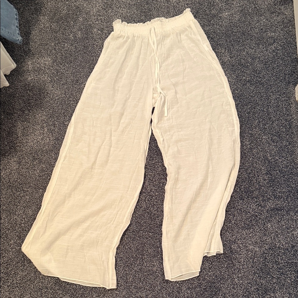 SHEIN White Wide-Leg Beach Coverup Pants